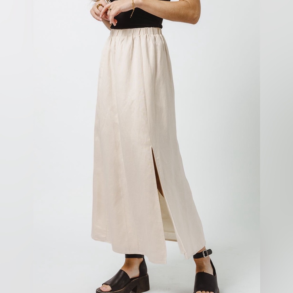 Bohme Cream Maxi Skirt with Slit for Resort Wear